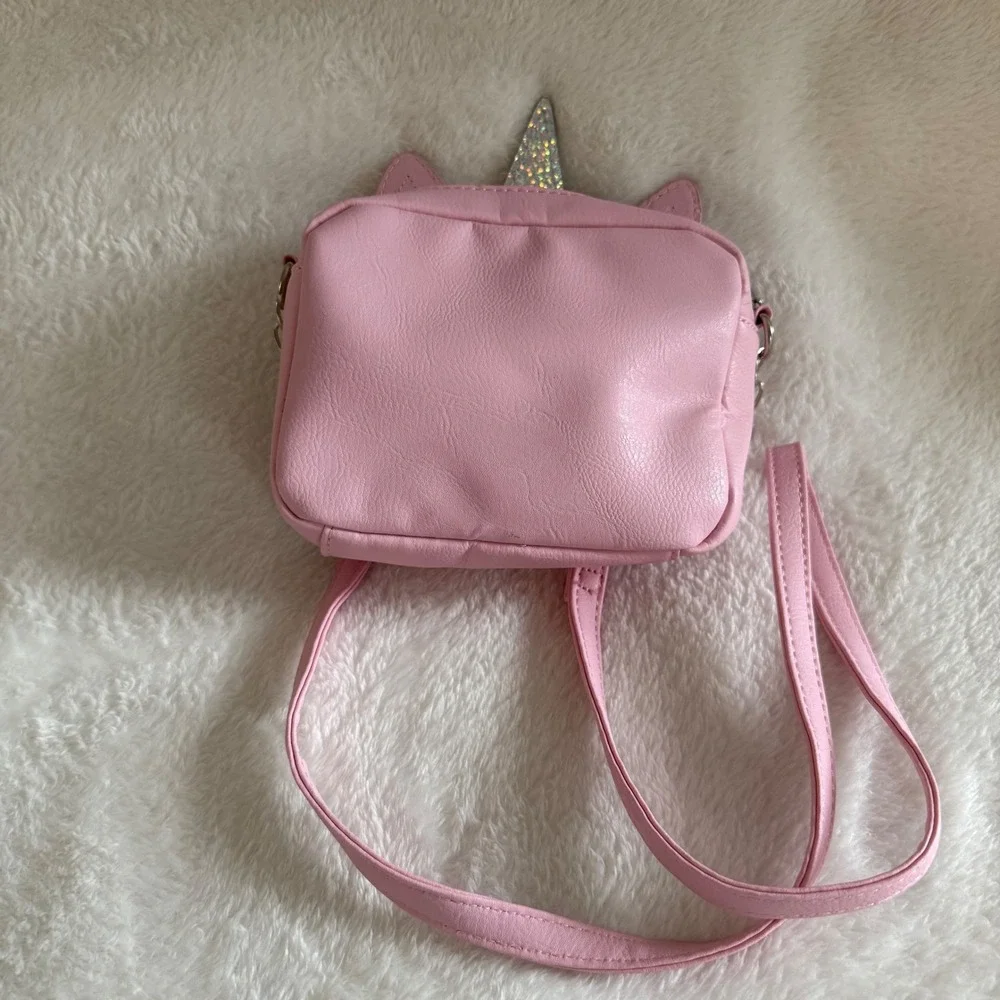 OMG Accessories Unicorn Crossbody‎ Purse Pink Plaid Butterfly Rhinestone Girls